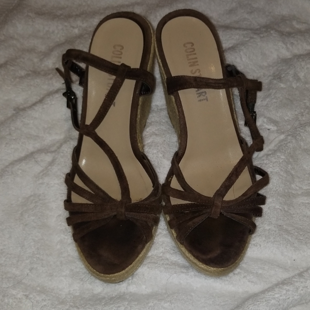 Brown leather espadrilles